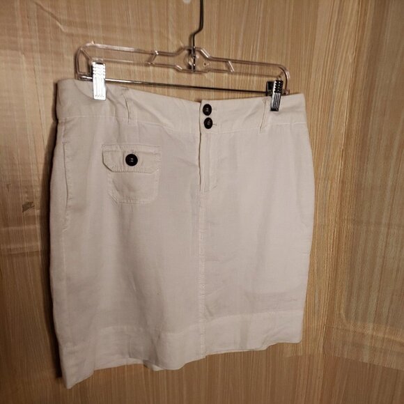 Cynthia Rowley Womens White Linen Mini Skirt 6 - Picture 3 of 5